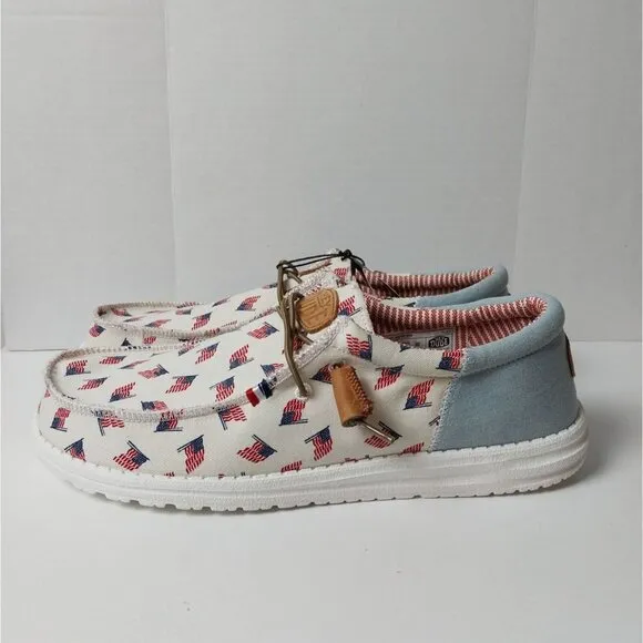 NWT Hey Dude Wally Americana Patriotic Slip On Sneaker Sz 11