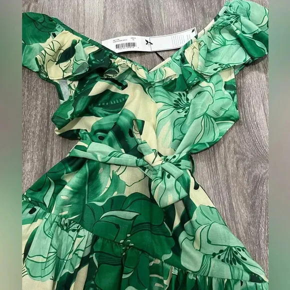 NWT HT 360 Collection Green Printed Mini Dress