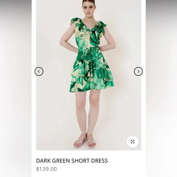 NWT HT 360 Collection Green Printed Mini Dress