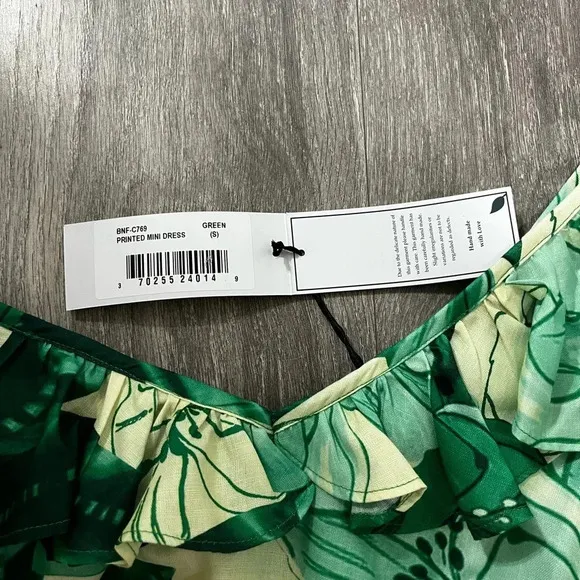 NWT HT 360 Collection Green Printed Mini Dress