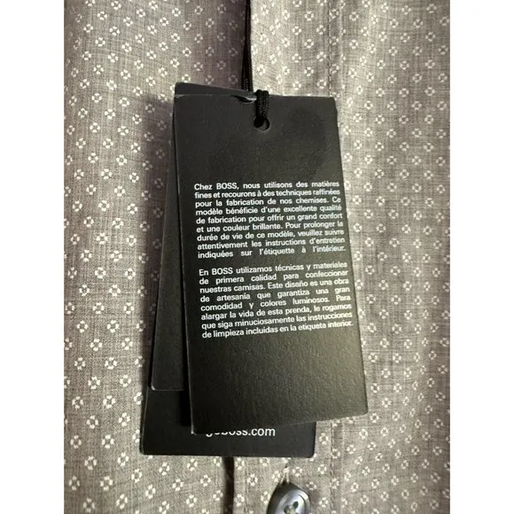 NWT Hugo Boss Lukas Dress Shirt Gray/White Floral |  S