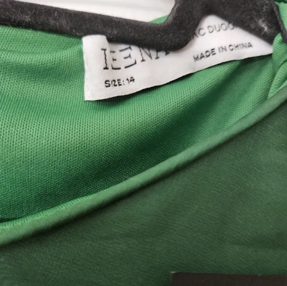 NWT Ieena for Mac Duggal High Neck Ruffle Hem Cape Mini Dress Dark Green SZ 14