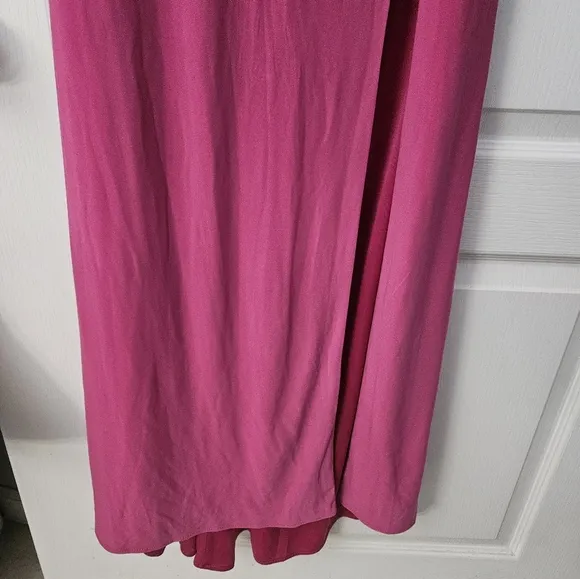 NWT Ieena for Mac Duggal Pink Jersey One Shoulder Draped Back Gown SZ 10