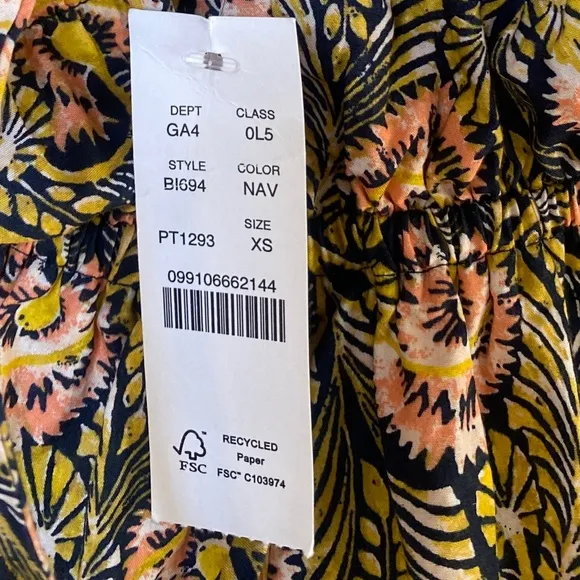 NWT J. Crew Collection Oahu tiered deep v maxidress navy Dandelion Swirl…