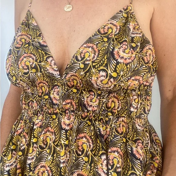 NWT J. Crew Collection Oahu tiered deep v maxidress navy Dandelion Swirl…