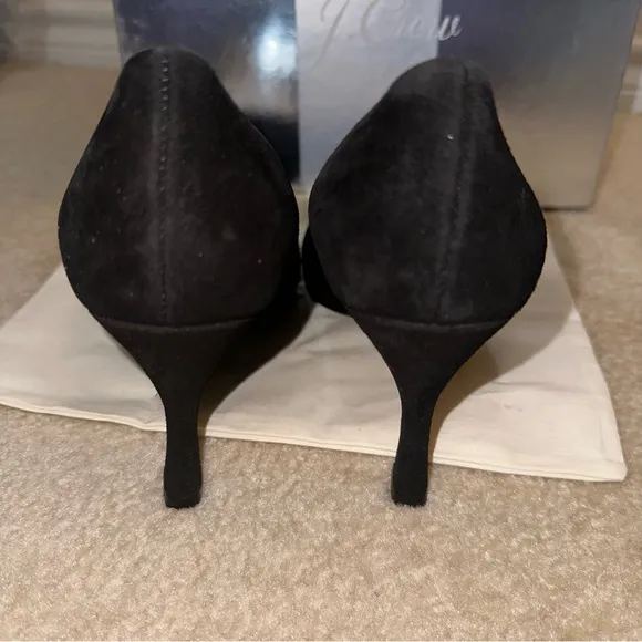 NWT J. Crew Elsie Black Solid Italian Suede Leather Pointed Toe Pump Heels 9
