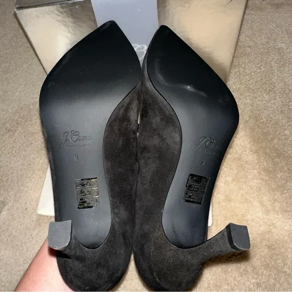 NWT J. Crew Elsie Black Solid Italian Suede Leather Pointed Toe Pump Heels 9