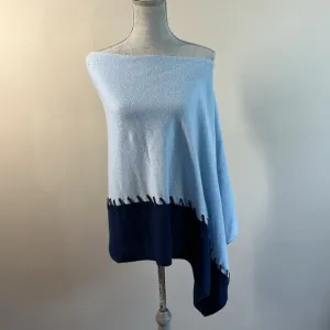 NWT J. McLaughlin Raakel 100% Cashmere Blue Colorblock Poncho Size OS Resort