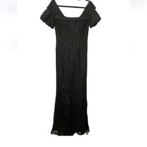 NWT JS Collections Black Elegant Black Evening Dress With Floral Embroidery SZ 4
