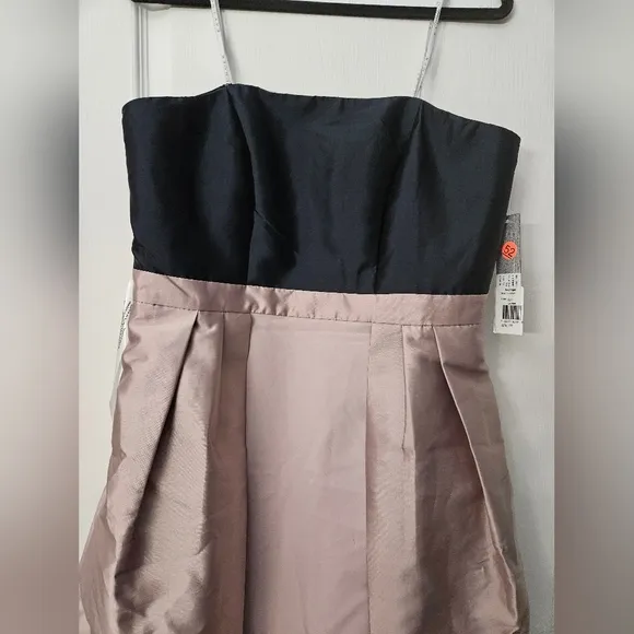 NWT Kay Unger Vivienne Strapless Walk-Thru Gown Navy Pink Sz 12
