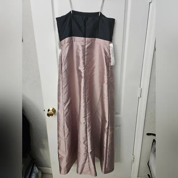 NWT Kay Unger Vivienne Strapless Walk-Thru Gown Navy Pink Sz 12