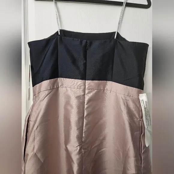 NWT Kay Unger Vivienne Strapless Walk-Thru Gown Navy Pink Sz 12