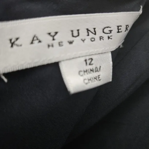 NWT Kay Unger Vivienne Strapless Walk-Thru Gown Navy Pink Sz 12