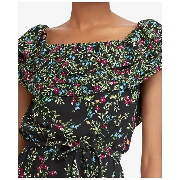 NWT Lauren Ralph Lauren Floral Off The Shoulder Maxi Dress