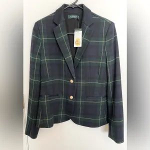 NWT Lauren Ralph Lauren Plaid Jacquard Blazer in Medium