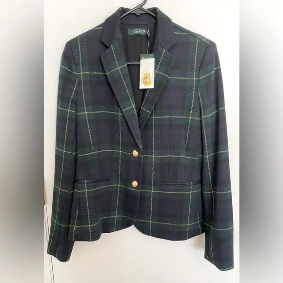 NWT Lauren Ralph Lauren Plaid Jacquard Blazer in Medium