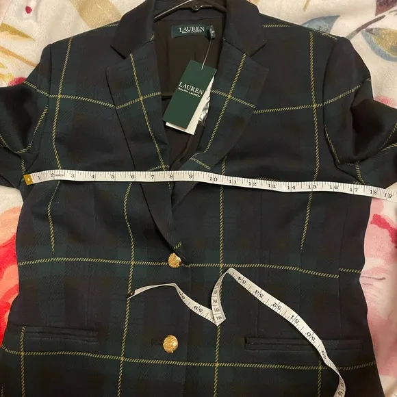NWT Lauren Ralph Lauren Plaid Jacquard Blazer in Medium