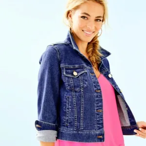 NWT Lilly Pulitzer Seaspray Denim Jacket Via Marila Wash XL  Rare Color