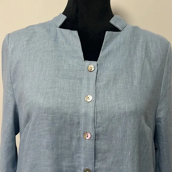 NWT Lintico 100% LINEN 3/4 SLEEVE STRAIGHT-LEG LONG TOP DRESS AMRITA size Medium