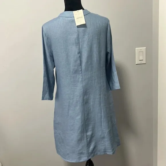 NWT Lintico 100% LINEN 3/4 SLEEVE STRAIGHT-LEG LONG TOP DRESS AMRITA size Medium