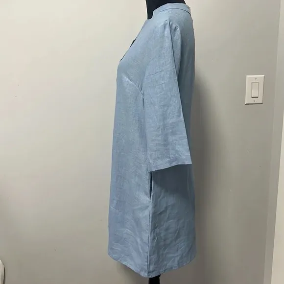 NWT Lintico 100% LINEN 3/4 SLEEVE STRAIGHT-LEG LONG TOP DRESS AMRITA size Medium