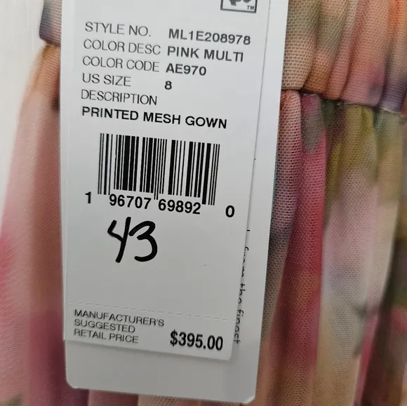 NWT Liv Foster Printed Mesh Layered Gown SZ 8 $398