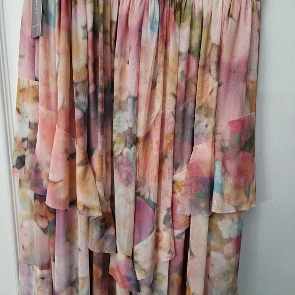 NWT Liv Foster Printed Mesh Layered Gown SZ 8 $398
