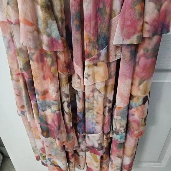 NWT Liv Foster Printed Mesh Layered Gown SZ 8 $398