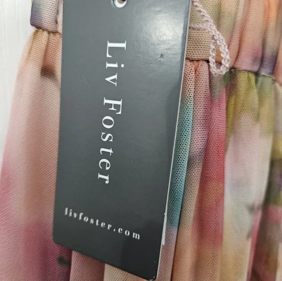 NWT Liv Foster Printed Mesh Layered Gown SZ 8 $398