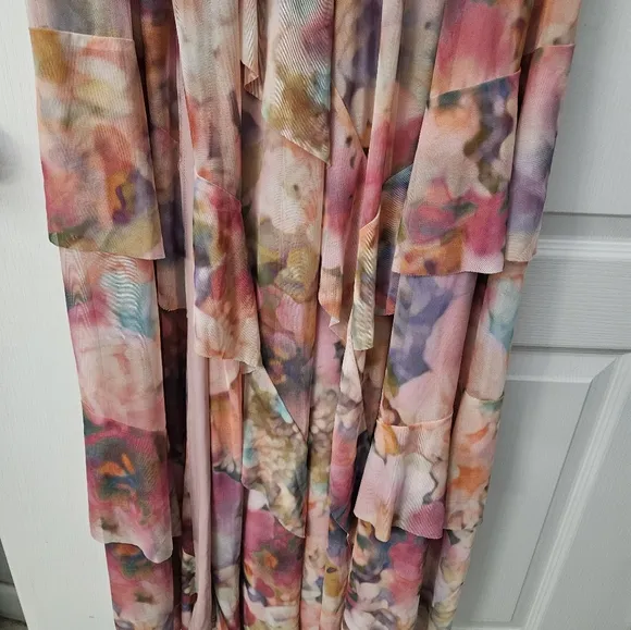 NWT Liv Foster Printed Mesh Layered Gown SZ 8 $398