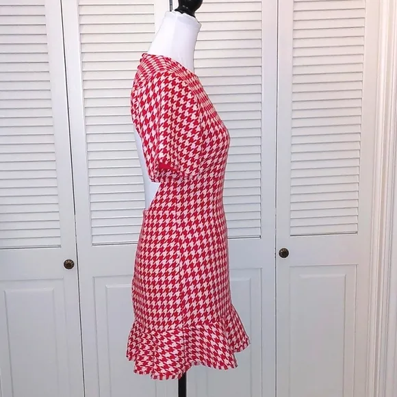 NWT Lovers and Friends Red Houndstooth Mini Dress Sz S