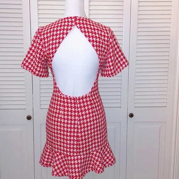 NWT Lovers and Friends Red Houndstooth Mini Dress Sz S