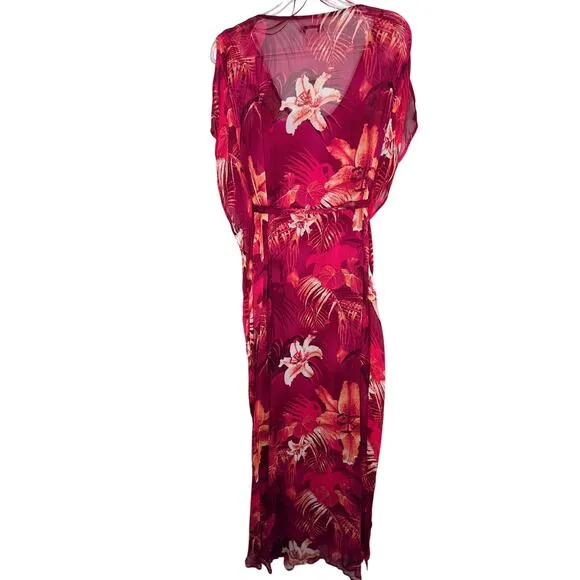 NWT Lucky Brand Maya Tropical Caftan Maxi Dress Women’s XS