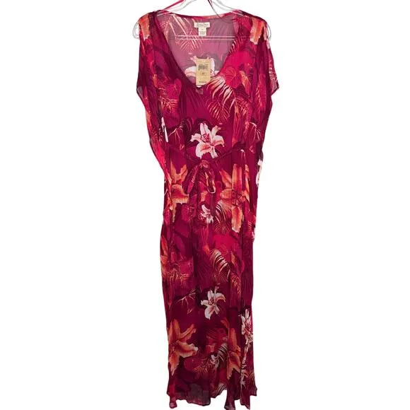 NWT Lucky Brand Maya Tropical Caftan Maxi Dress Women’s XS