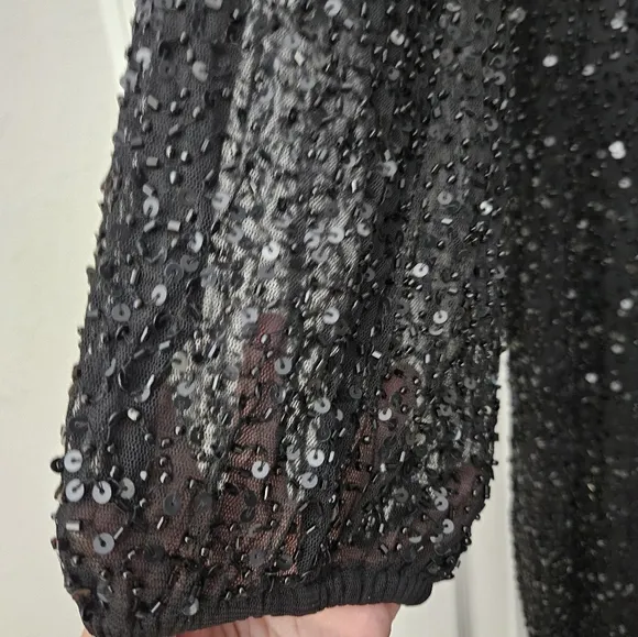 NWT Mac Duggal Black Embellished Floral High Neck Gown SZ 12