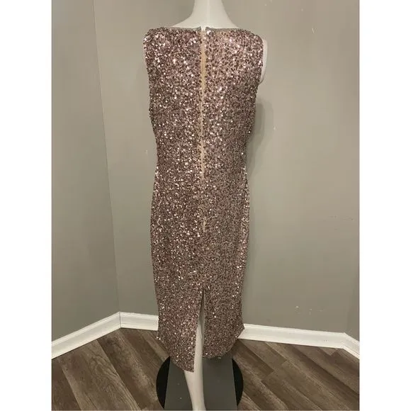 NWT MAC DUGGAL SLEEVELESS SEQUINED MIDI SHEATH DRESS $398