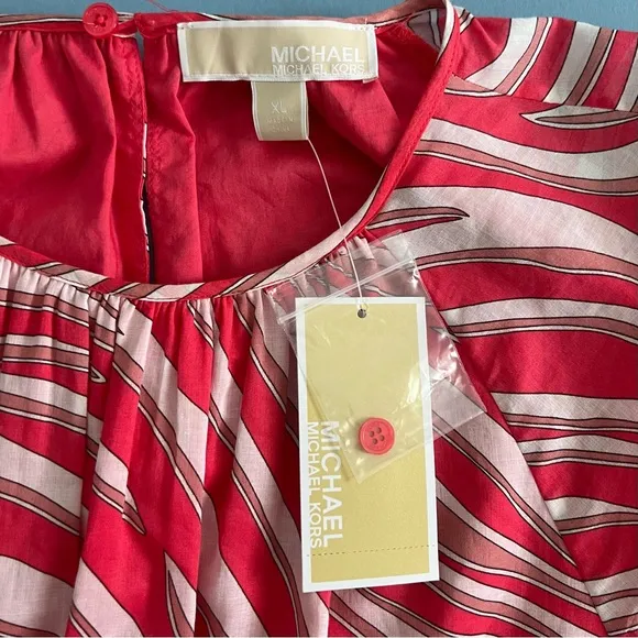 NWT Michael Kors Zebra Print Cotton Lawn Cutout Pink Long Sleeve Mini Dress