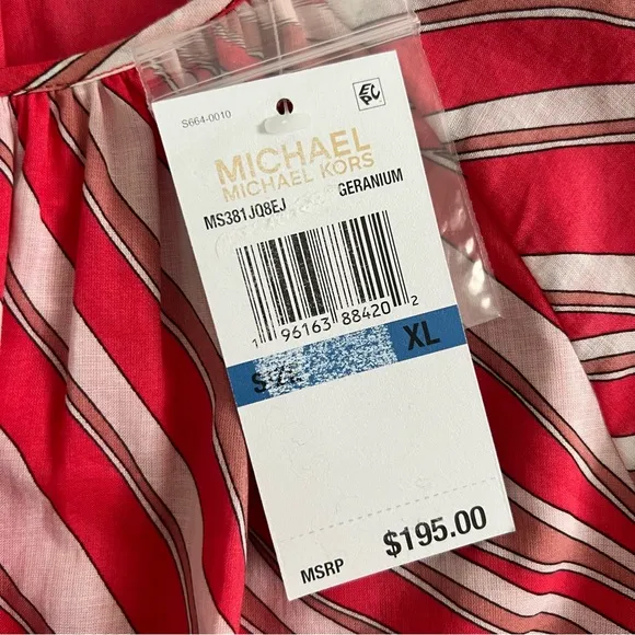 NWT Michael Kors Zebra Print Cotton Lawn Cutout Pink Long Sleeve Mini Dress