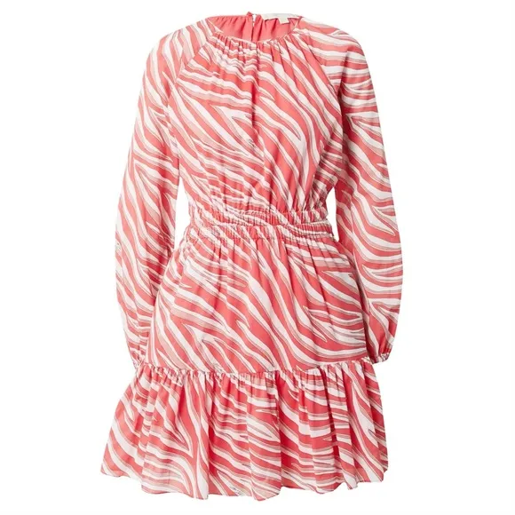 NWT Michael Kors Zebra Print Cotton Lawn Cutout Pink Long Sleeve Mini Dress