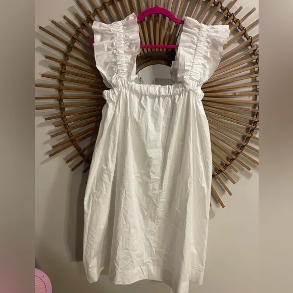 NWT Monica Nera Maya White Ruffle Strap Gathered Mini Dress Luxury Graduation S