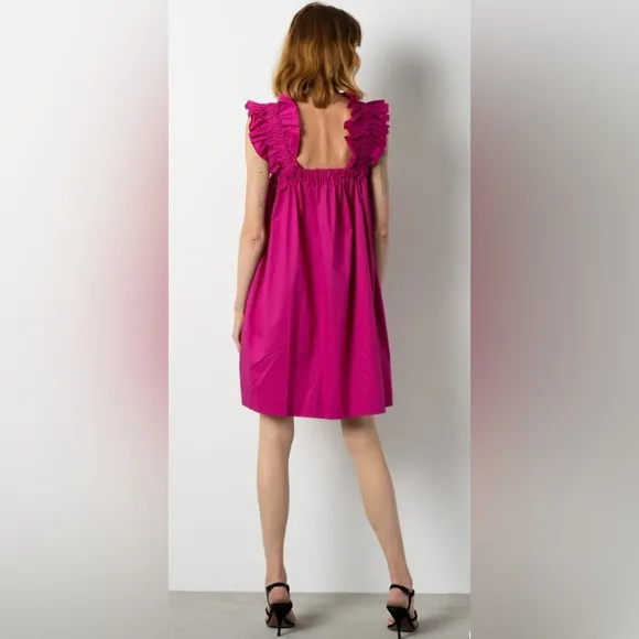NWT Monica Nera Maya White Ruffle Strap Gathered Mini Dress Luxury Graduation S