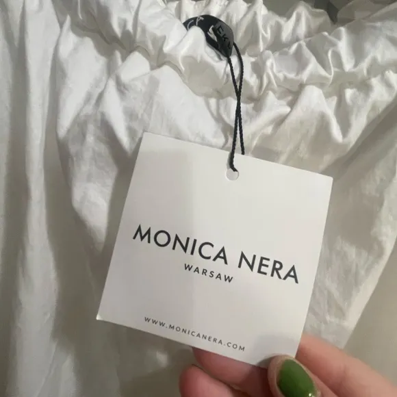 NWT Monica Nera Maya White Ruffle Strap Gathered Mini Dress Luxury Graduation S