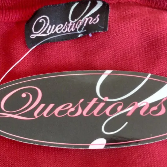 Nwt QUESTIONS Red Knit Boat Neck Top Sweater Sz 2X