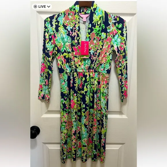 NWT RARE LILLY PULITZER ALEXANDRA DRESS BRIGHT NAVY SOUTHERN CHARM HOLY GRAIL
