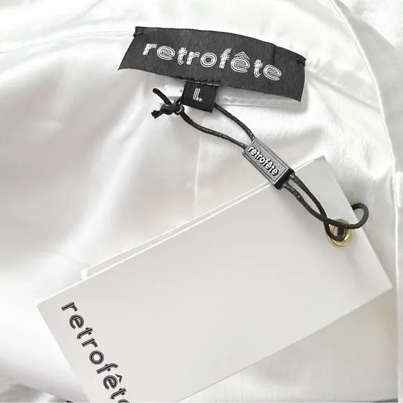 NWT RETROFETE Ivory Satin Low Rise Seam Detail Micro Mini Skirt L