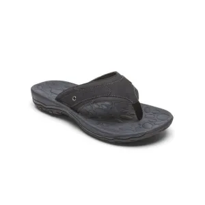 NWT ROCKPORT Mens Black Hayes Round Toe Slip On Thong Sandals Shoes 10 M