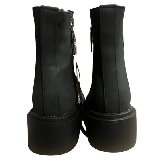 NWT seven7 the vault women's black double side zip platform  size 8
