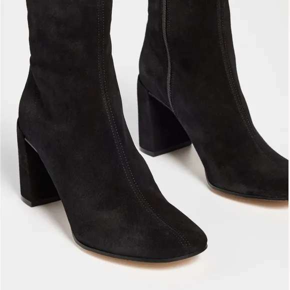 NWT size 41 (US size 10) By Far Viada Black Suede mid-calf boots side zip retai…