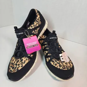 NWT Skechers Wide fit Sport active Womens 10 shoes Cheetah print slip on school