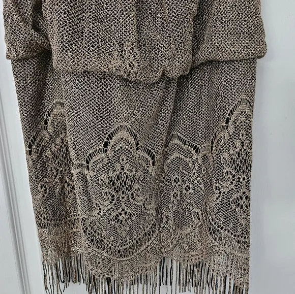 NWT S.L. Fashions Women's Blouson Halter Crochet Fringe Hem Short Dress SZ 8P